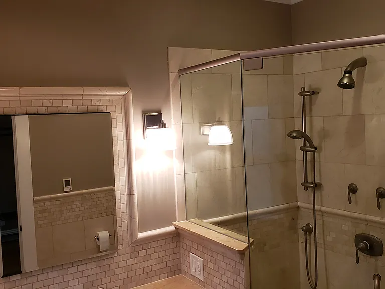 Master bathroom, all marble, with walk-in shower.