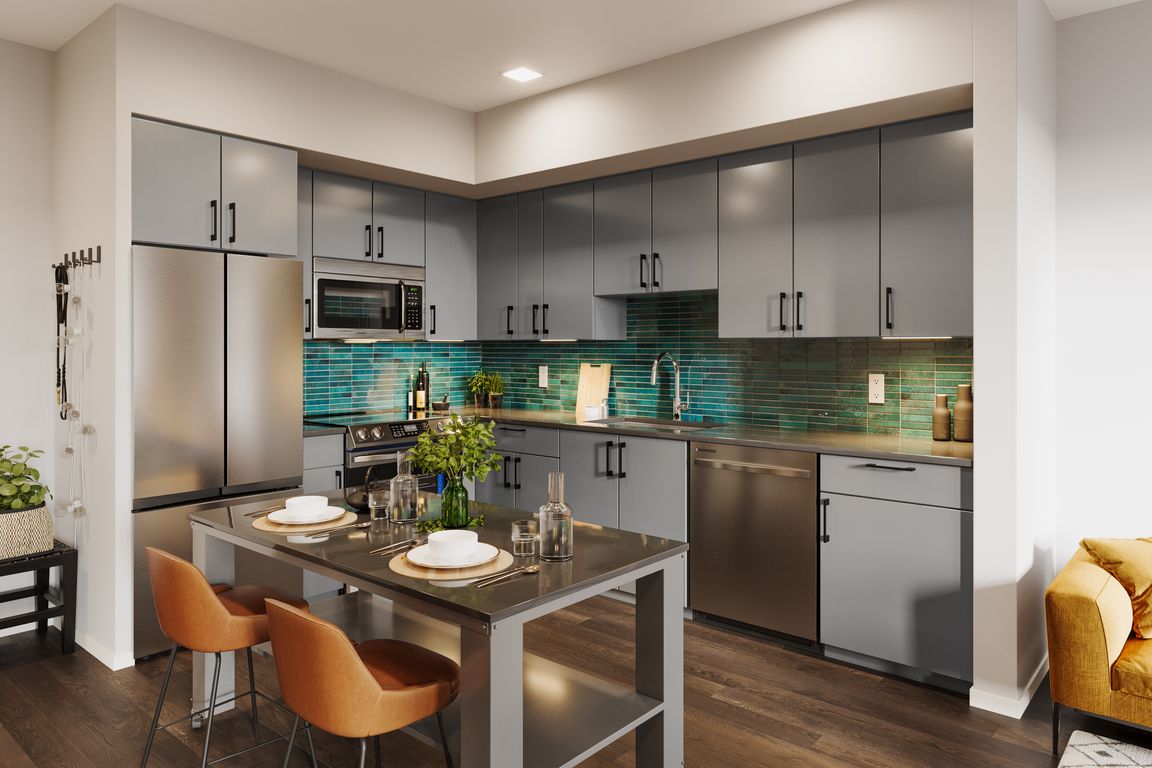 Hendrix floor plan with blue steel finishes