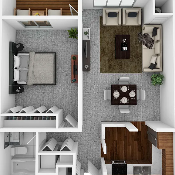 One Bedroom Floorplan Diagram