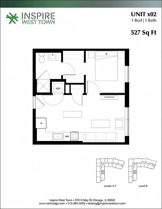 Floor plan x02 1 Bed - 1 Bath