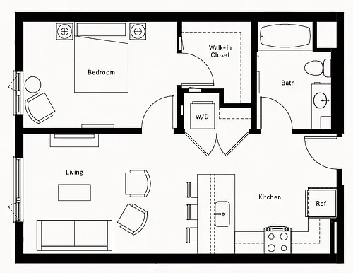 Floor plan 1 Bed/1 Bath-A15