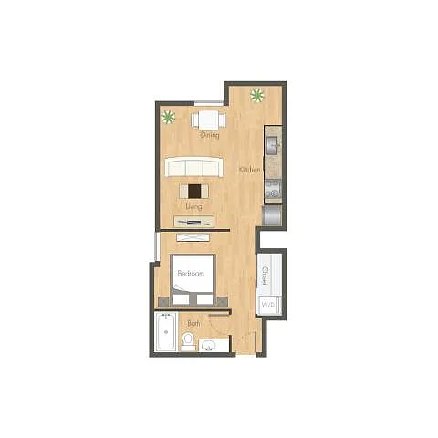 Floor plan Urban One Bedroom B5