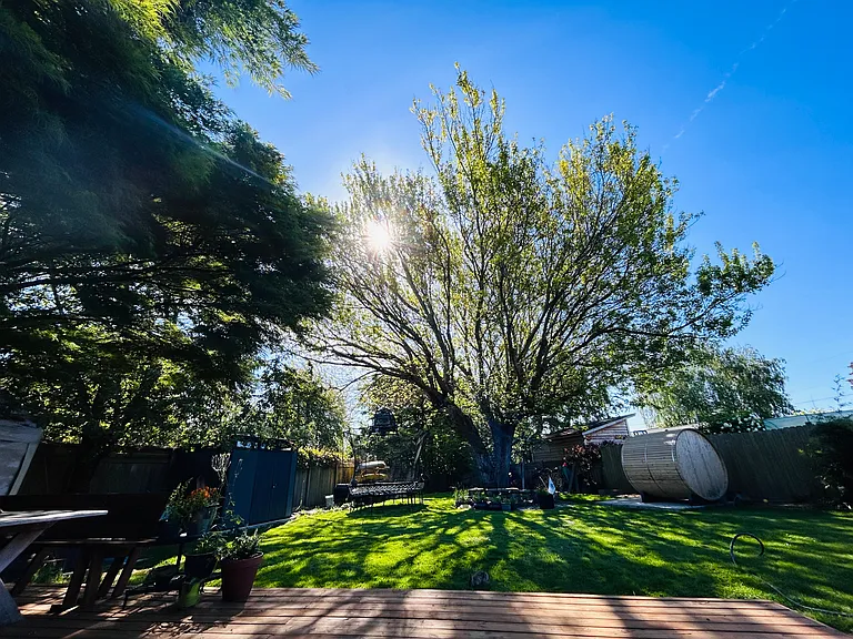 Large fenced private backyard