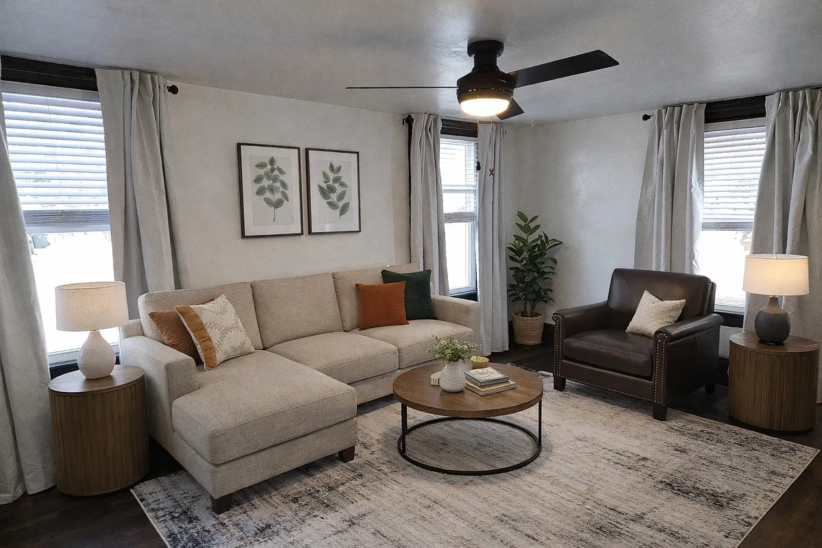Virtually Staged Living Room - 210 Clarence St #210