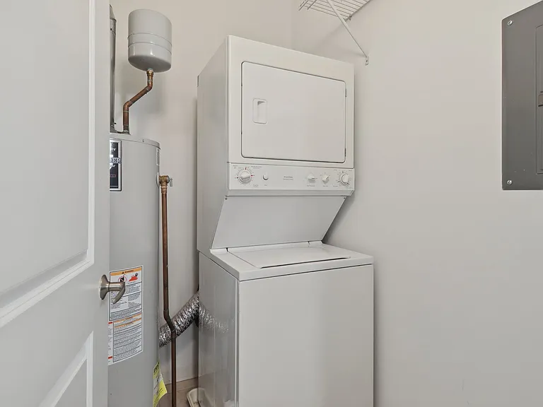 Stacked washer and dryer for in-home laundry