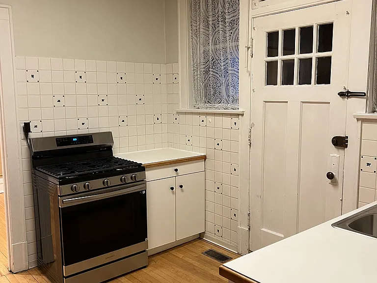 Kitchen with stainless steel appliances