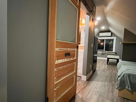 Sliding barn door on the bathroom