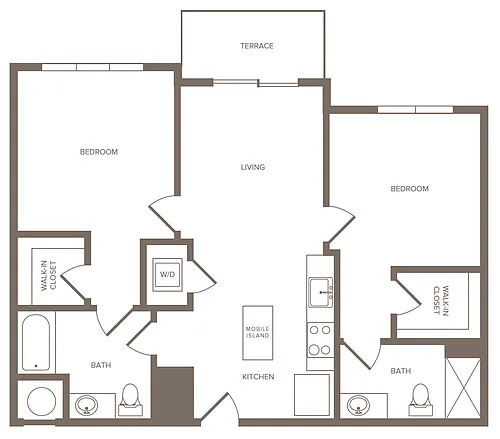 Floor plan 2 Bed/2 Bath-B