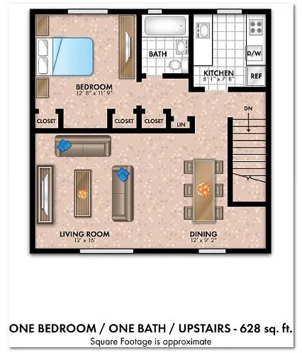 Floor plan One Bedroom 1 Bath