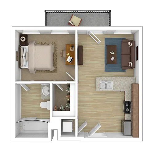 Floor plan 1 Bedroom, 1 Bathroom, 548 SQFT