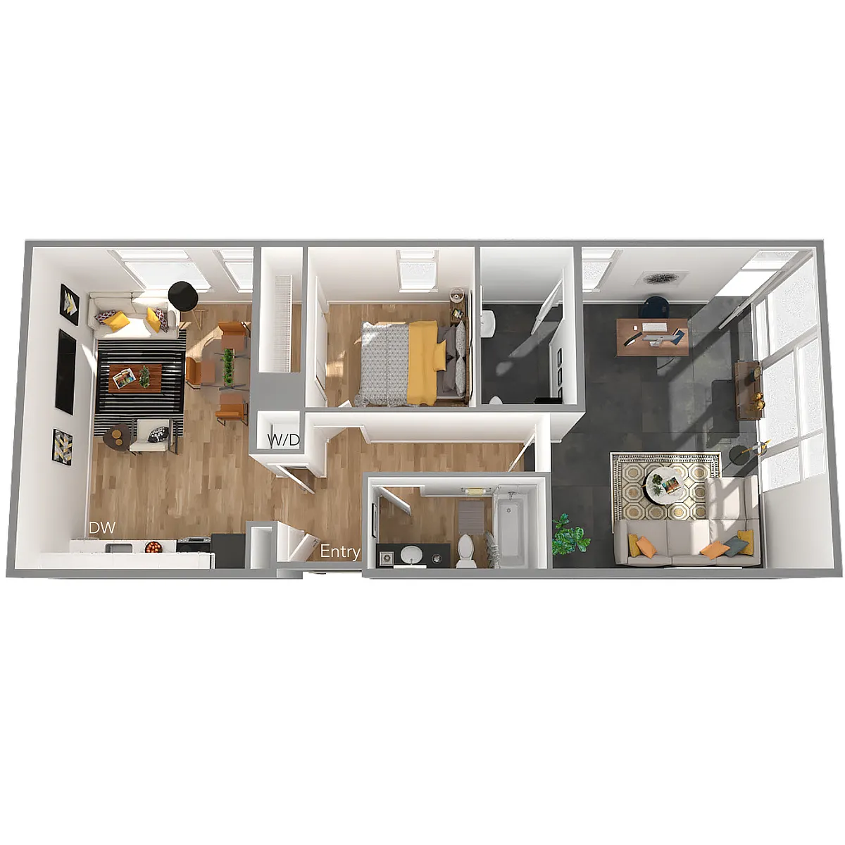 Floor plan 1x1.5 LW