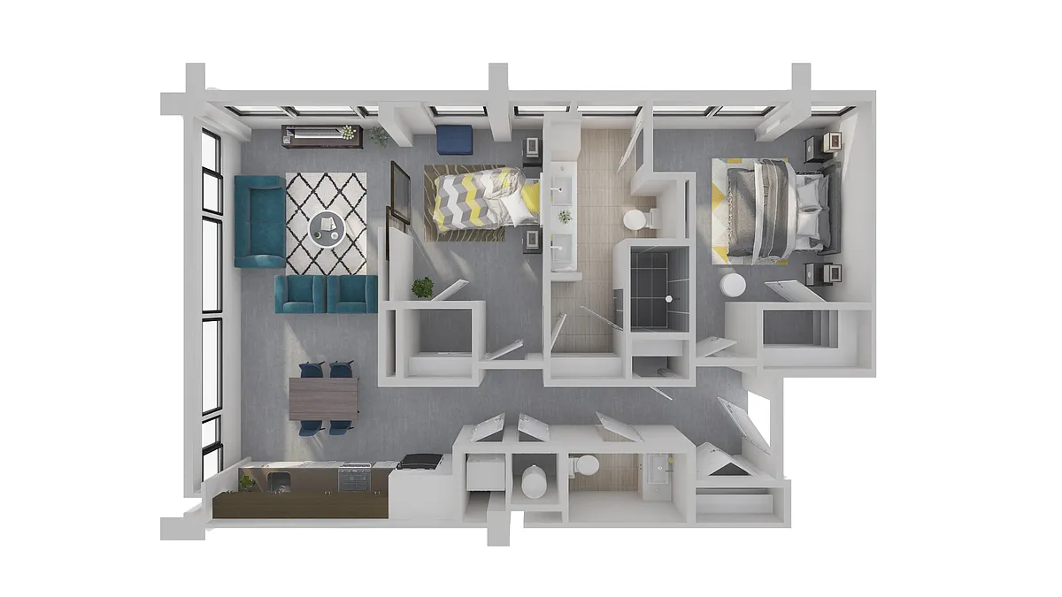 Floor plan B3 - 2 Bedroom 1.5 Bath