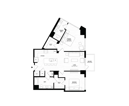Floor plan 2 Bed/2 Bath-B2