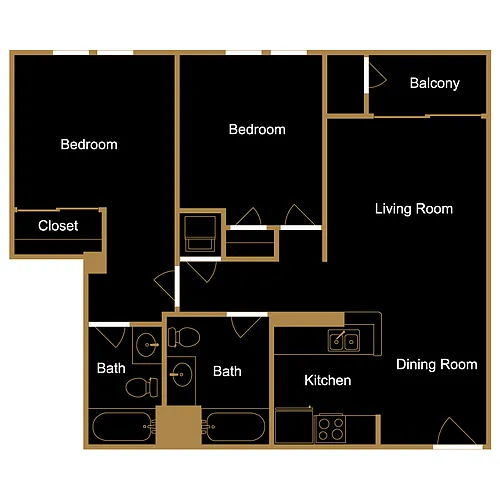 Floor plan Two Bedroom - D3