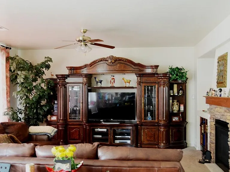 Family room with Lexury Entertainment Center and smart TV
