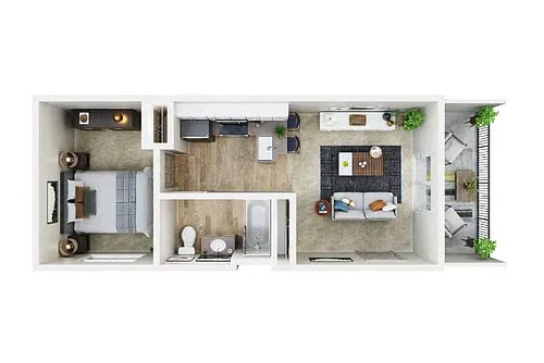 Floor plan Jr. One Bedroom