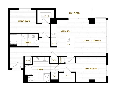 Floor plan 2 Bed/2 Bath-B6