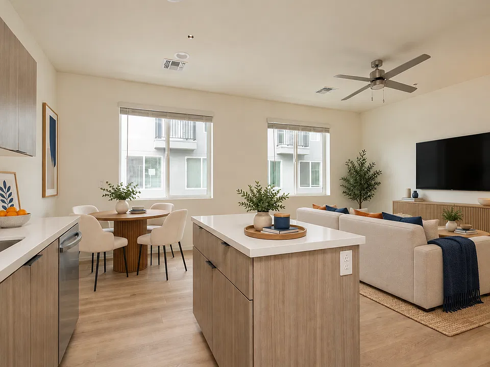 Kitchen + Living Area Staged