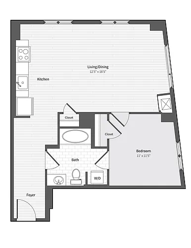 Floor plan 11f11 1BR/1BA