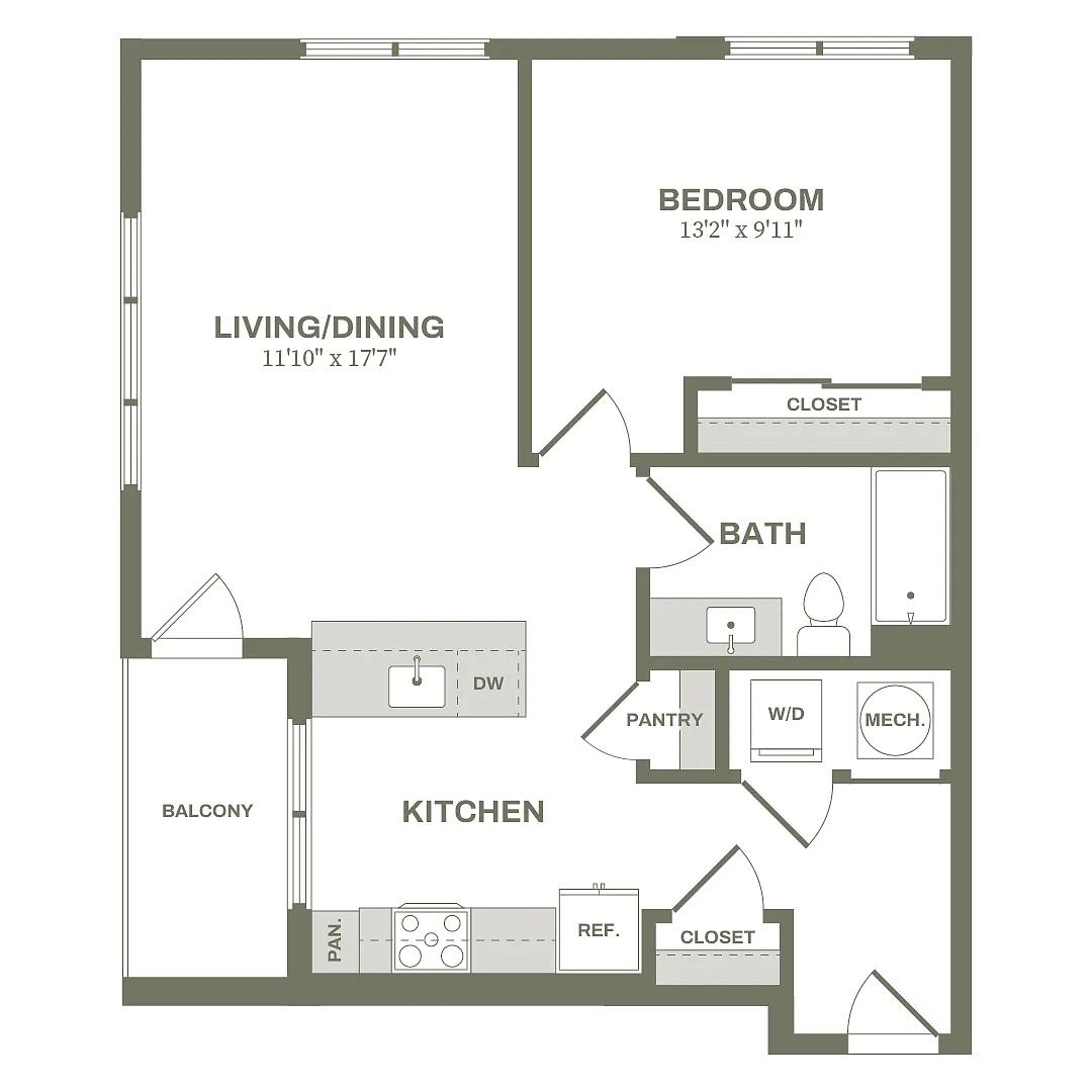 Floor plan 1 Bed Type 4