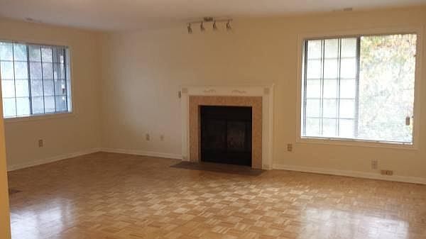 living room with real burning fireplace