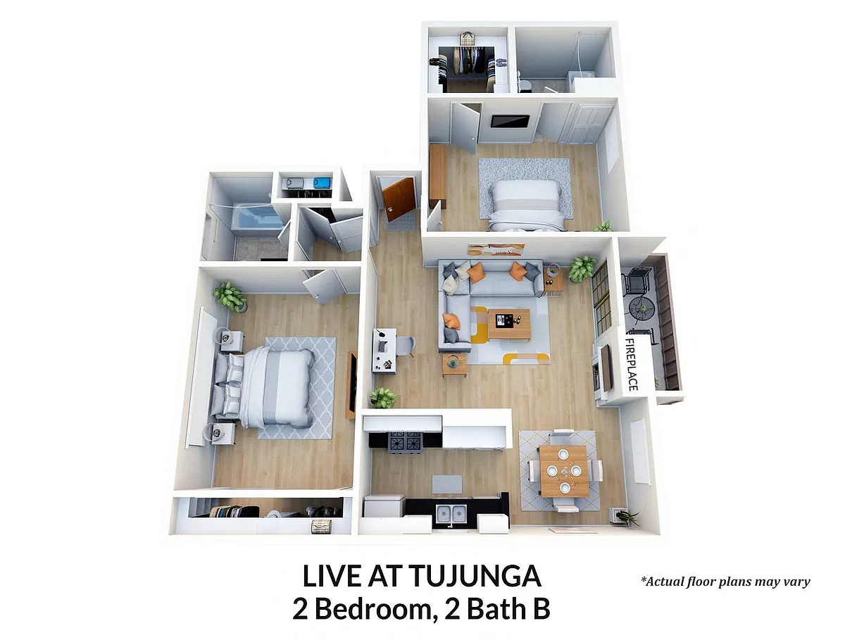 Floor plan 2 Bedroom, 2 Bath