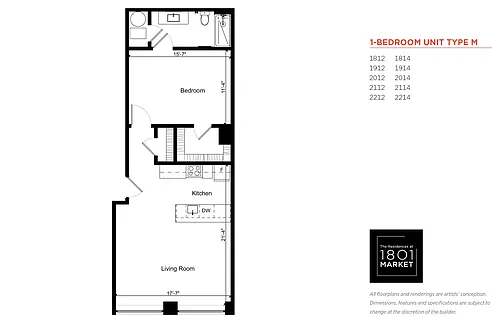 Floor plan One Bedroom M