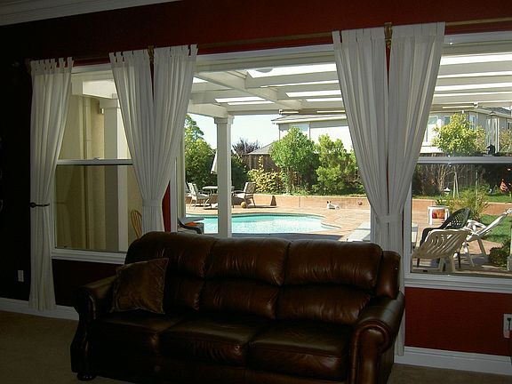 family room view of pool