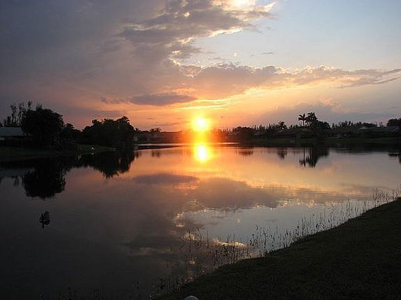 View of lake from backyard
