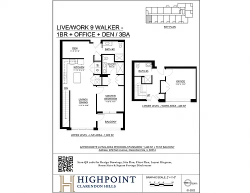 Floor plan 2 Bed 3 Bath + Den