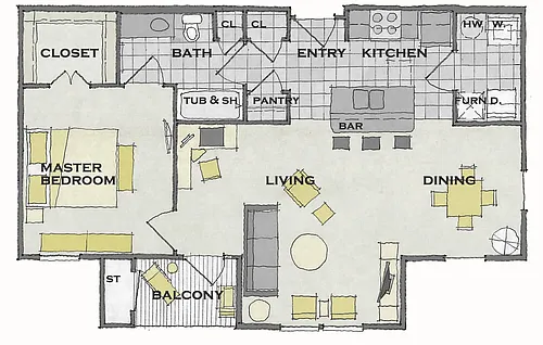 Floor plan 1x1A