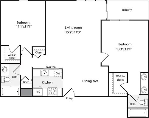 Floor plan 2 Bedrooms Q
