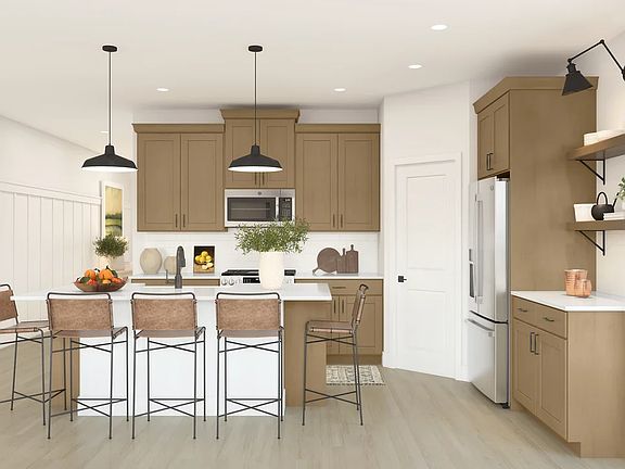 Kitchen with pendant lights