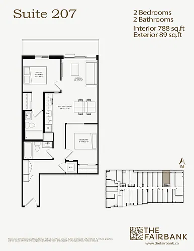 Floor plan 2 Bed Unit - Terrace 2 Bed 2 Bath
