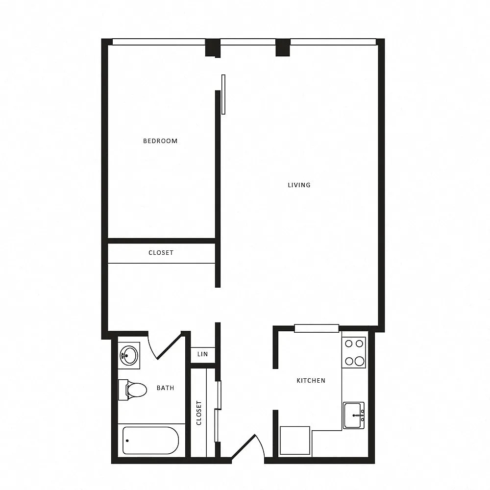 Floor plan 1 Bed/1 Bath-A11 Classic