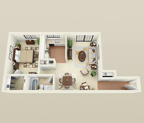 Floor plan Extra Large 1 Bedroom