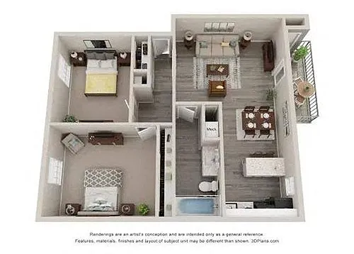 Floor plan 2 Bed 1 Bath B1 Elite