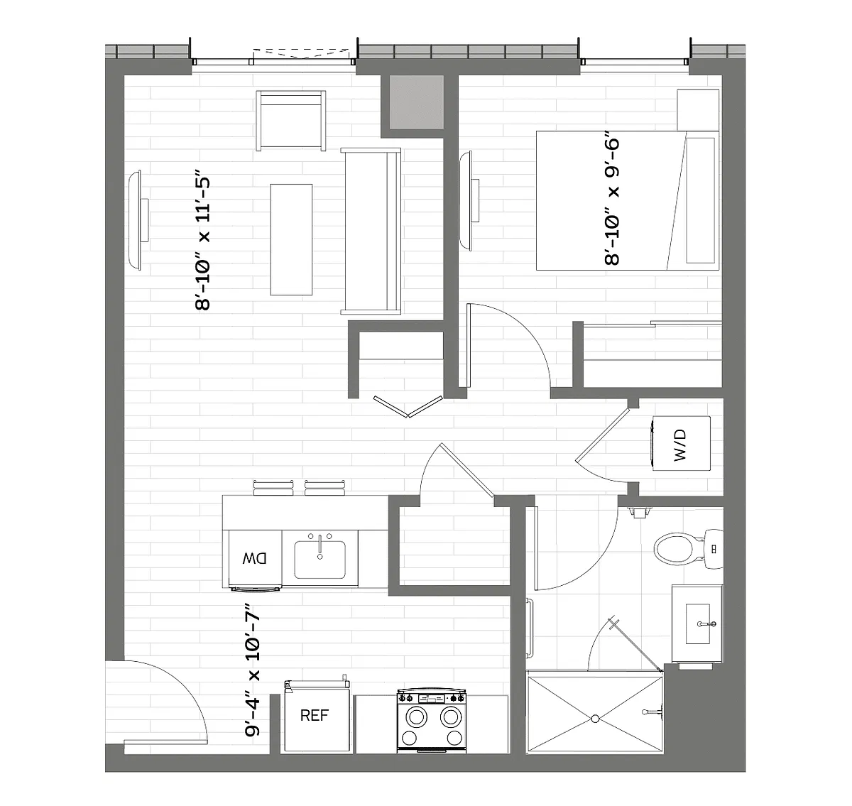 Floor plan 1 Bed/1 Bath-B-A8