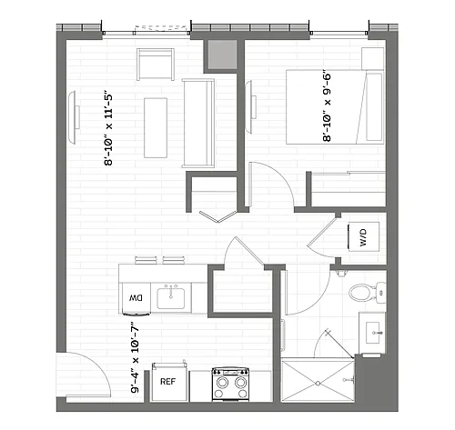 Floor plan 1 Bed/1 Bath-B-A8