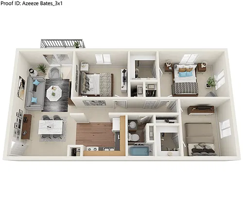 Floor plan 3 Bed 1 Bath - Azeeze Bates