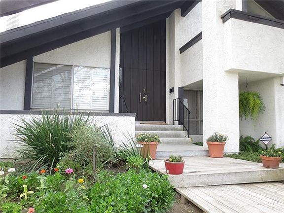 Close-up of front with double door entry.