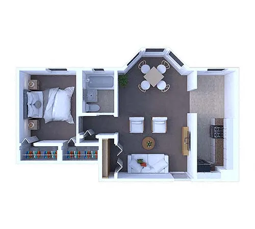 Floor plan 1 Bedroom Floor Plan A3