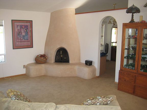 One of two fireplaces