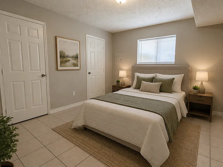 Spacious bedroom with 2 closets.