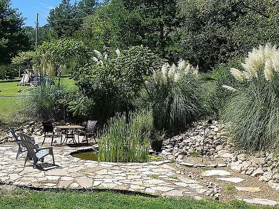 Mountain stone around pond 