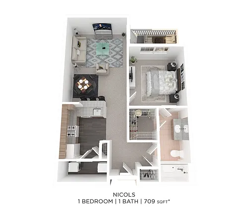 Floor plan One Bedroom - 709 sqft