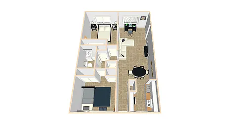 Floor plan 2 Bedroom, 1 Bath