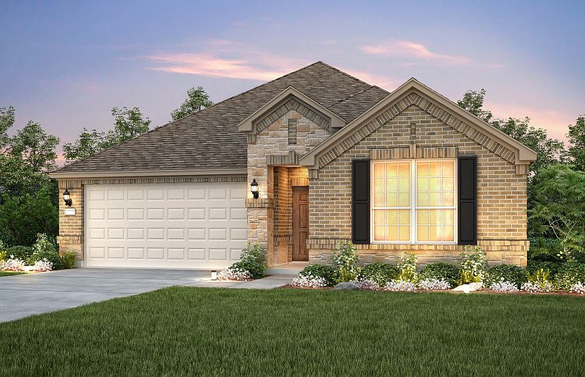 The Arapaho, a one-story home with 2-car garage, shown with Home Exterior B