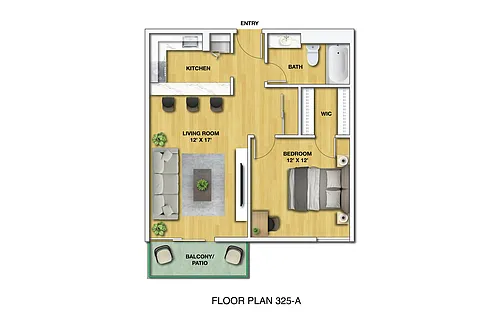 Floor plan 1 Bedroom Updated Apartment