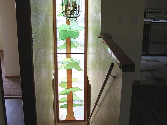 2 story stain glass window